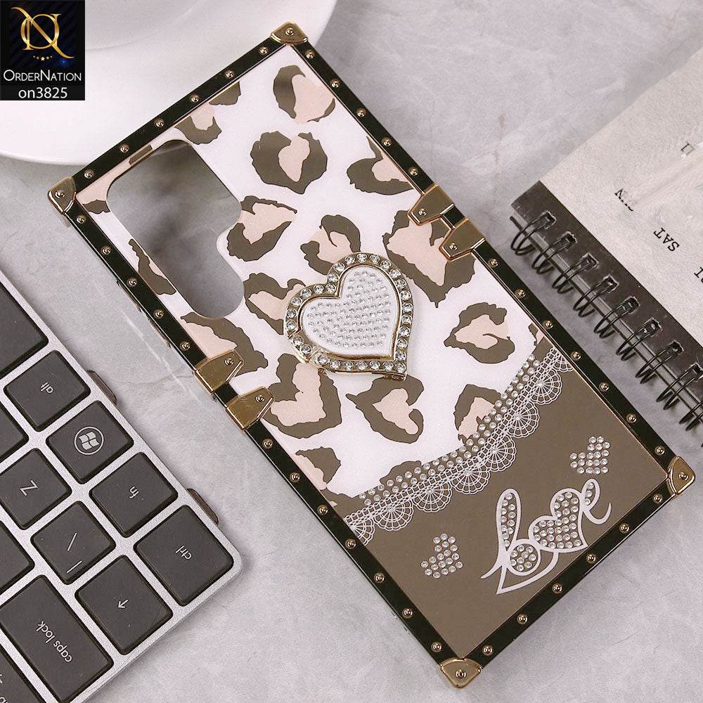 Samsung Galaxy S25 Ultra Cover - Design2 - Heart Bling Diamond Glitter Soft TPU Trunk Case With Ring Holder