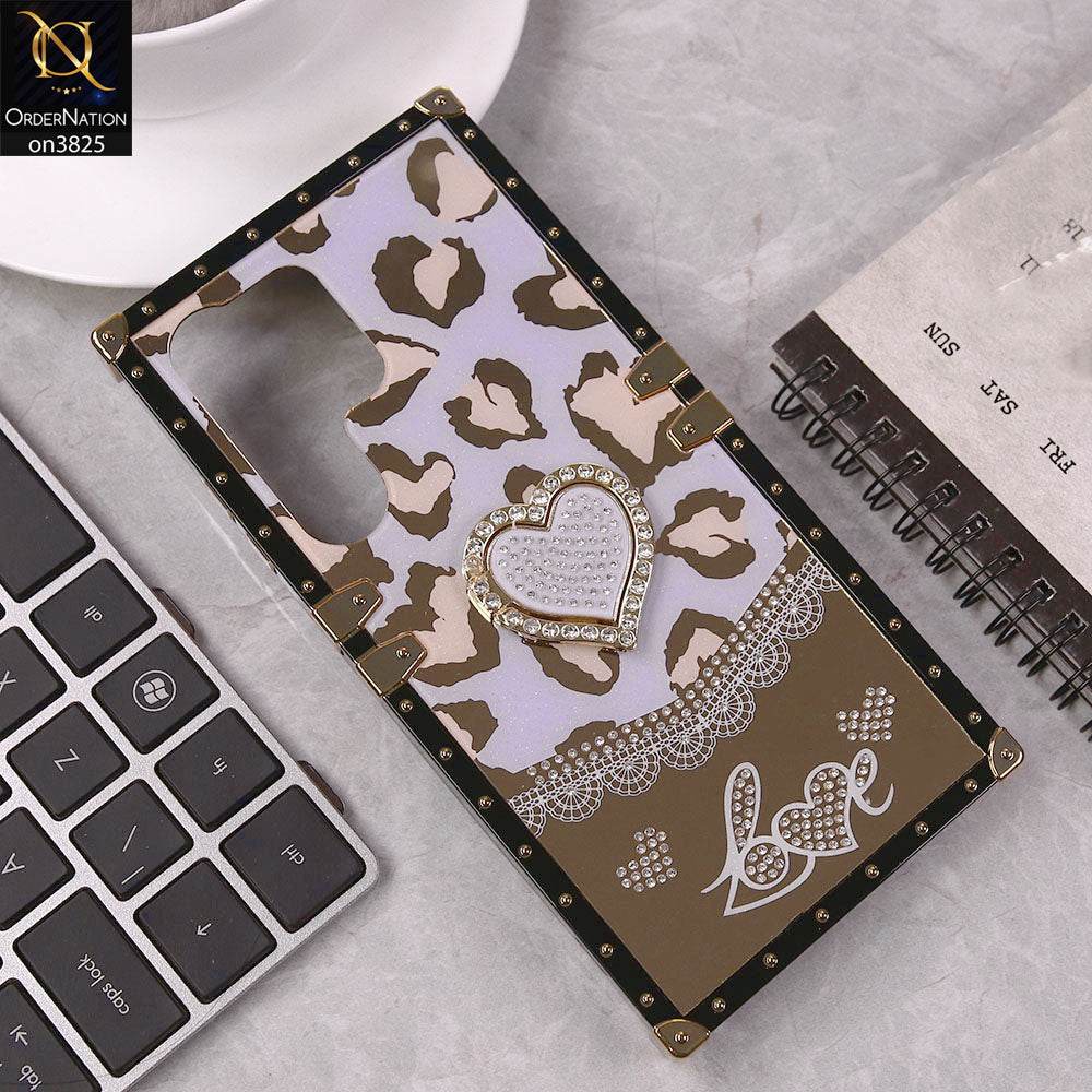 Samsung Galaxy S25 Ultra Cover - Design3 - Heart Bling Diamond Glitter Soft TPU Trunk Case With Ring Holder