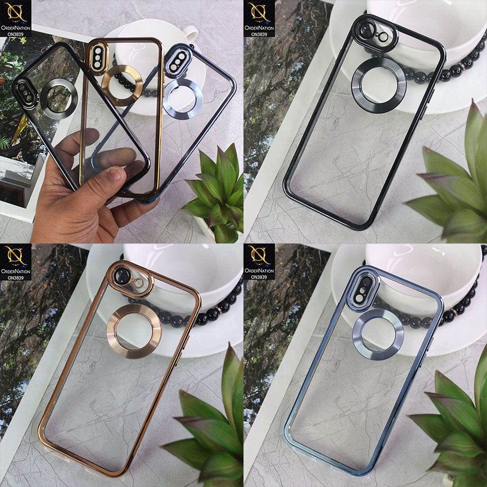 iPhone 13 Cover - Golden - New Soft Color Borders Logo Hole With Camera Lense Protection Clear Back Case