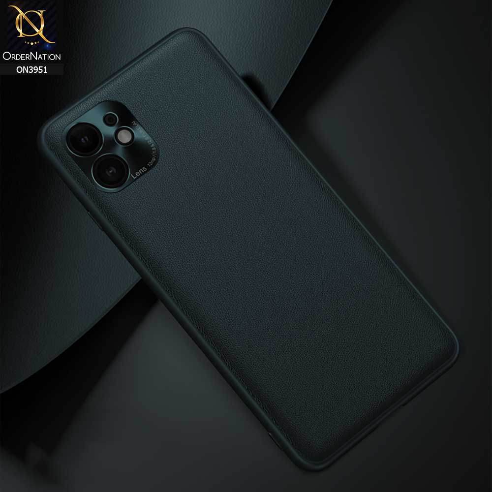 iPhone 11 Cover - Green - ONation Classy Leather Series - Minimalistic Classic Textured Pu Leather With Attractive Metallic Camera Protection Soft Borders Case - Futurestore.pk