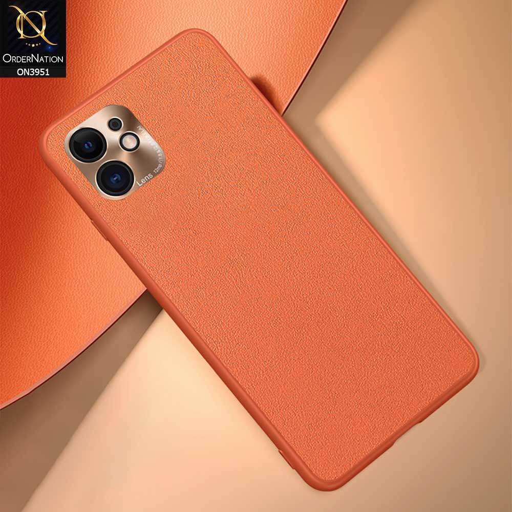 iPhone 11 Cover - Orange - ONation Classy Leather Series - Minimalistic Classic Textured Pu Leather With Attractive Metallic Camera Protection Soft Borders Case - Futurestore.pk