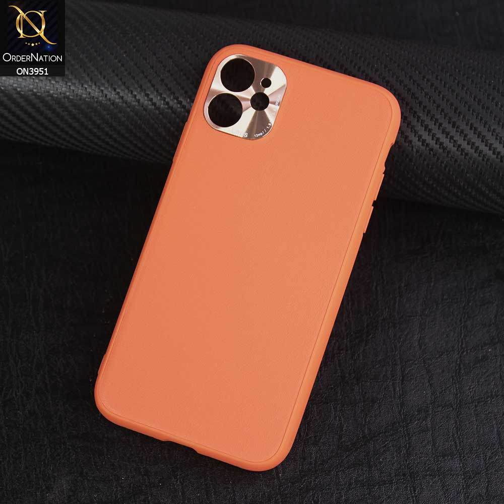 iPhone 11 Cover - Orange - ONation Classy Leather Series - Minimalistic Classic Textured Pu Leather With Attractive Metallic Camera Protection Soft Borders Case - Futurestore.pk