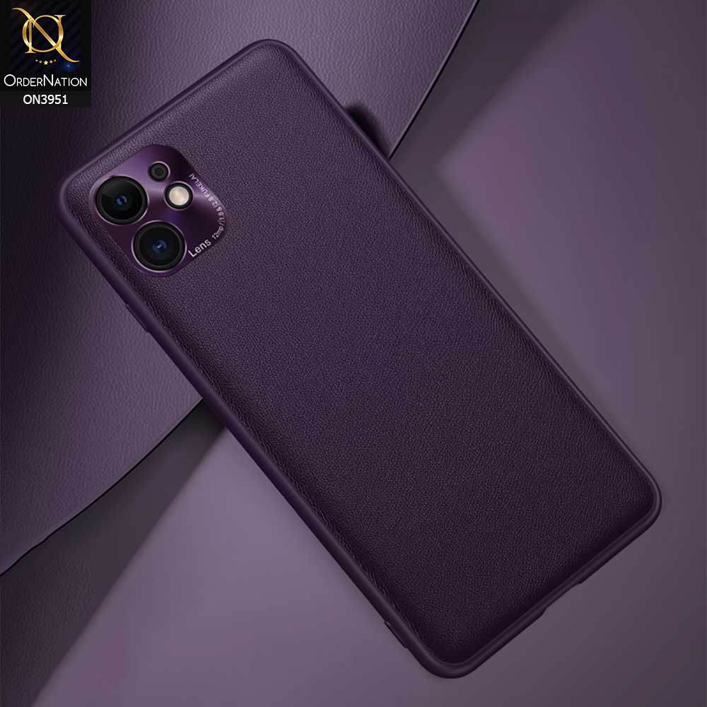 iPhone 11 Cover - Purple - ONation Classy Leather Series - Minimalistic Classic Textured Pu Leather With Attractive Metallic Camera Protection Soft Borders Case - Futurestore.pk