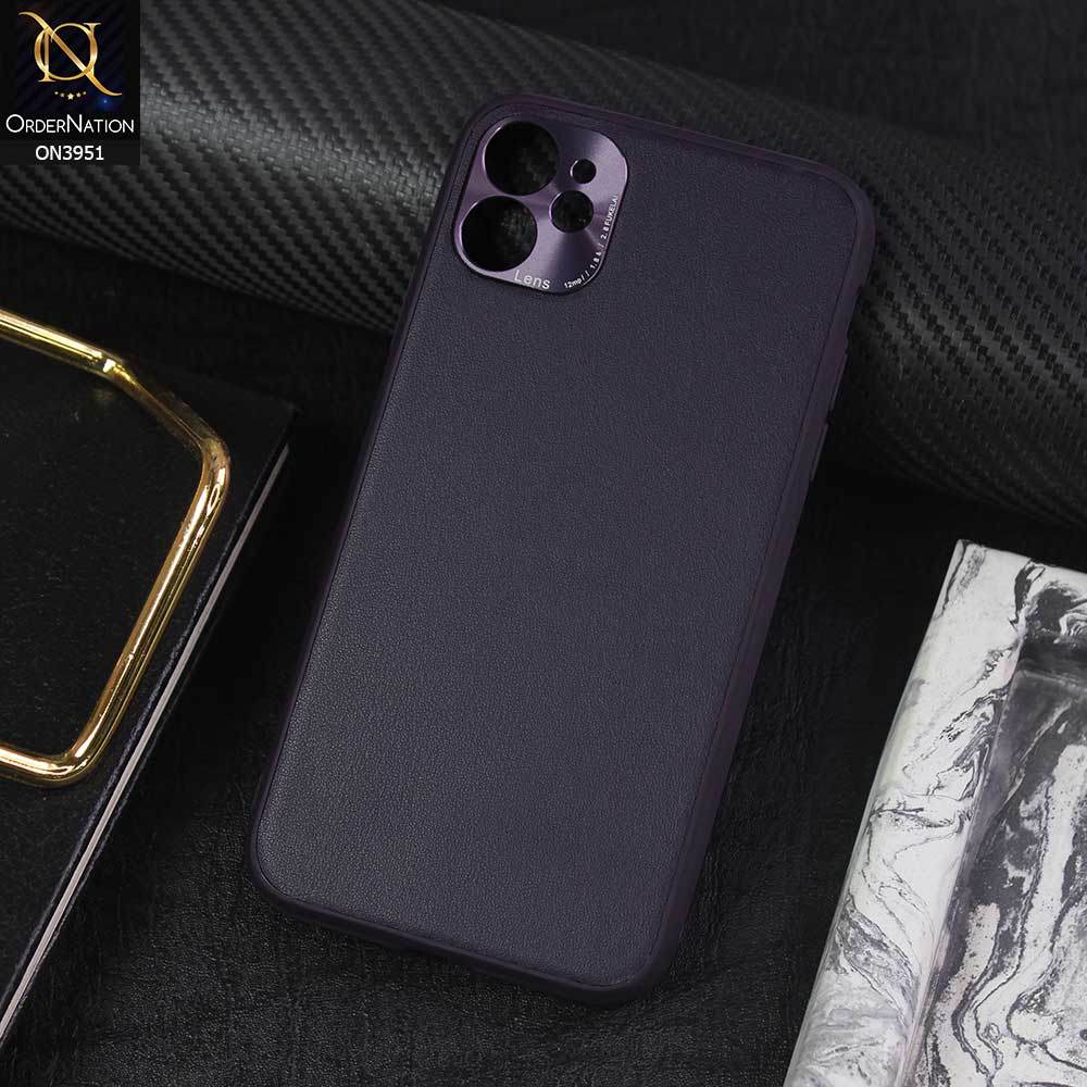 iPhone 11 Cover - Purple - ONation Classy Leather Series - Minimalistic Classic Textured Pu Leather With Attractive Metallic Camera Protection Soft Borders Case - Futurestore.pk