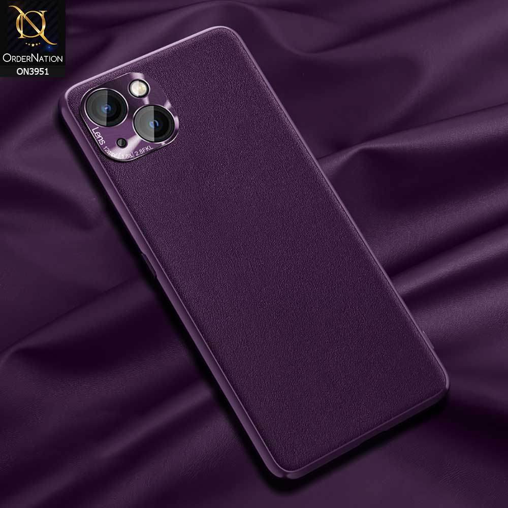 iPhone 13 Cover - Purple - ONation Classy Leather Series - Minimalistic Classic Textured Pu Leather With Attractive Metallic Camera Protection Soft Borders Case - Futurestore.pk