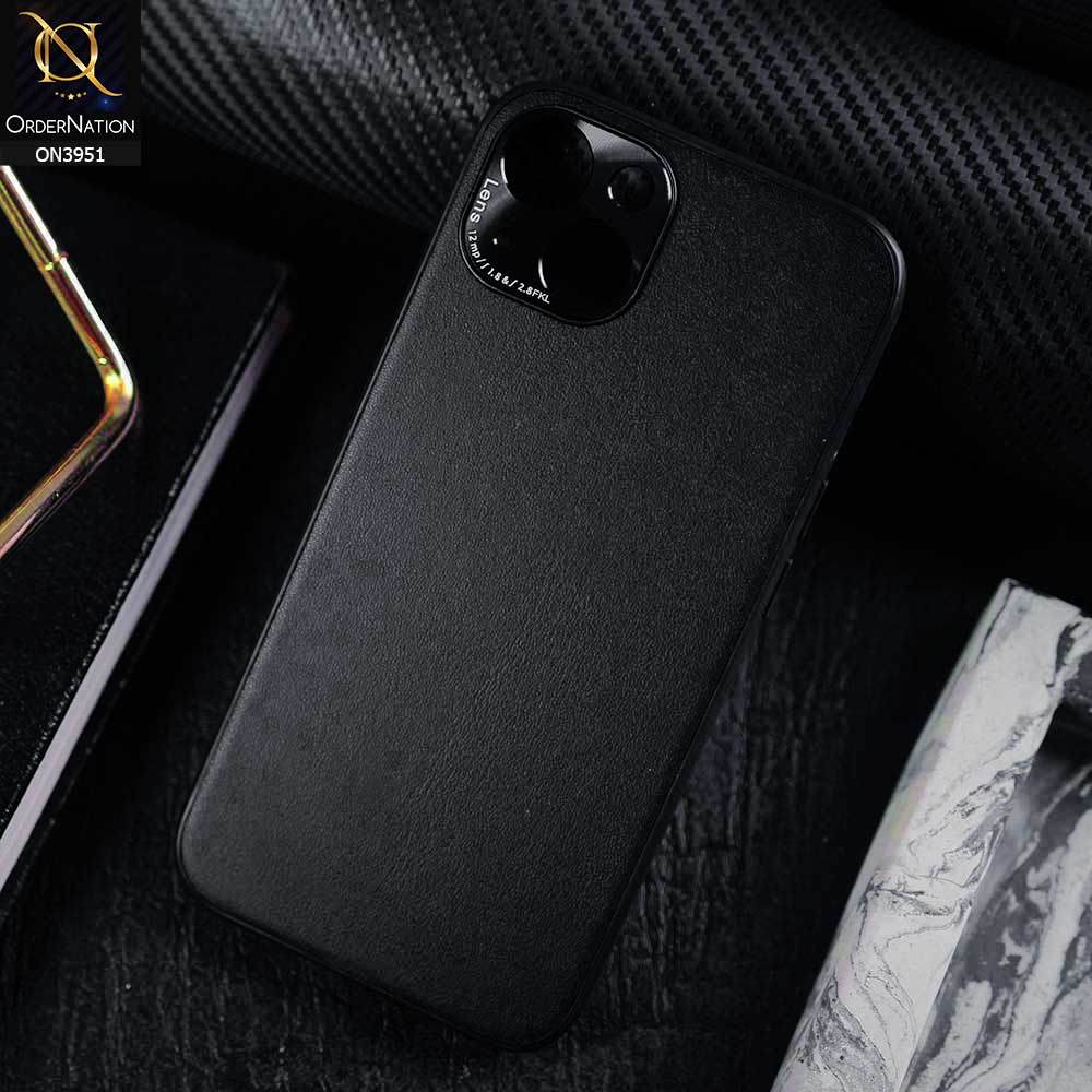 iPhone 13 Cover - Black - ONation Classy Leather Series - Minimalistic Classic Textured Pu Leather With Attractive Metallic Camera Protection Soft Borders Case - Futurestore.pk