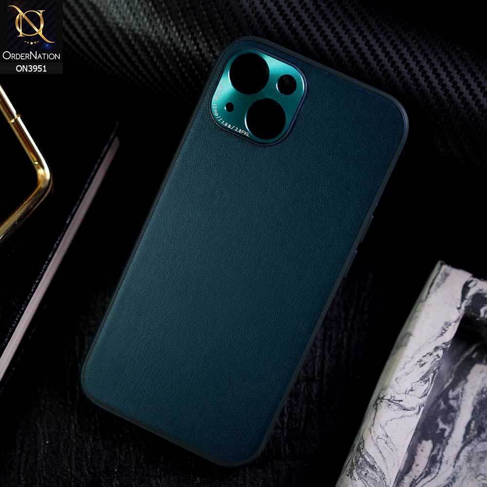 iPhone 13 Cover - Green - ONation Classy Leather Series - Minimalistic Classic Textured Pu Leather With Attractive Metallic Camera Protection Soft Borders Case - Futurestore.pk