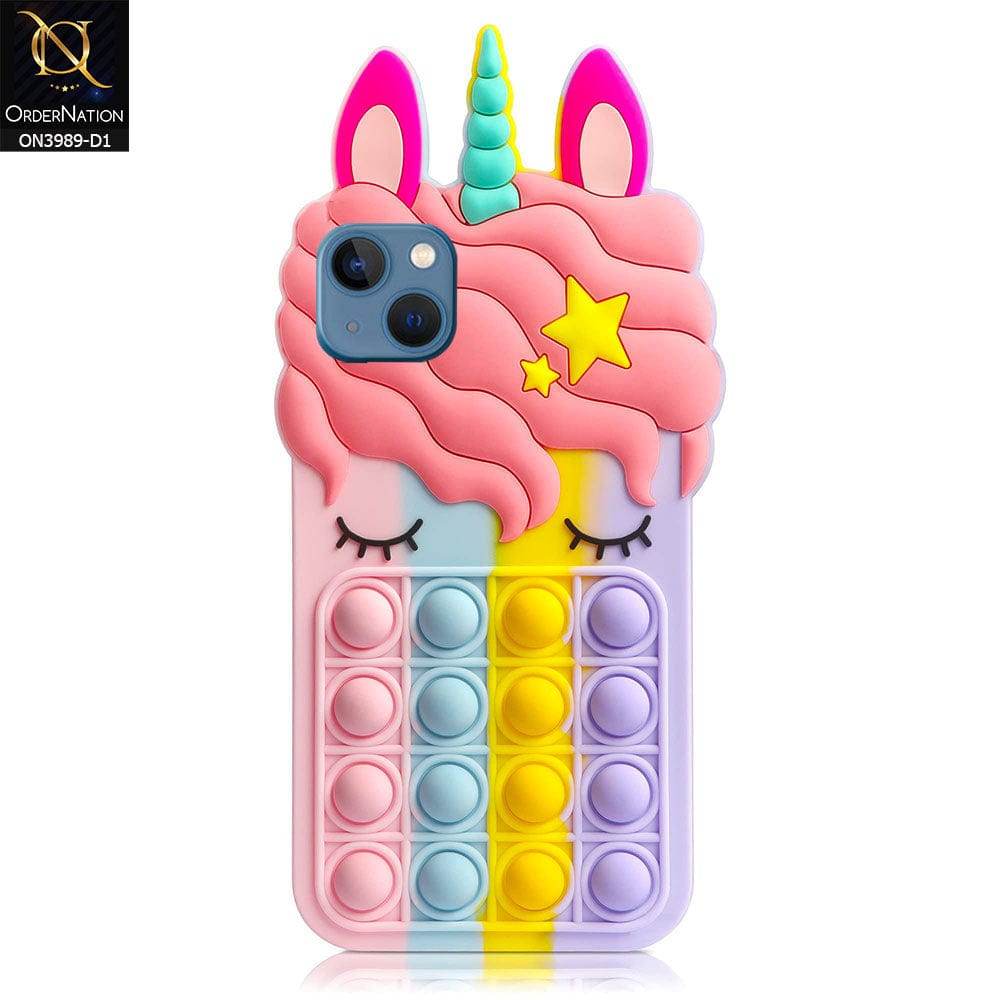 iPhone 13 Cover - Design 1 - 3D Cute Cartoon POP It Bubble Relieve Stress Soft Case - Futurestore.pk