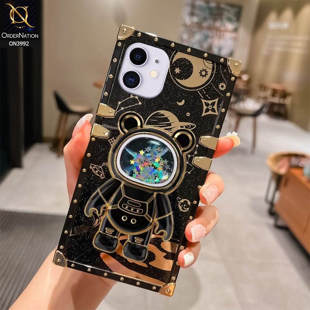 iPhone 11 Cover - Black - New Luxury Space Case With Astronode Cute Folding Stand Holder Case - Futurestore.pk