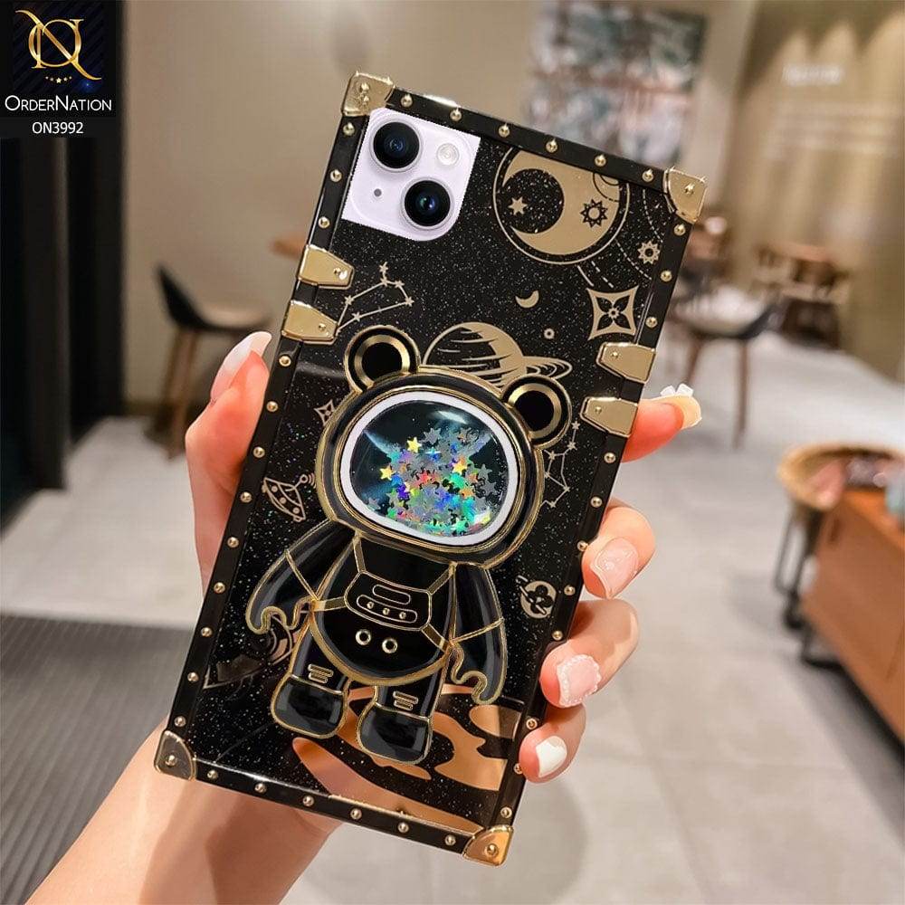 iPhone 13 Cover - Black - New Luxury Space Case With Astronode Cute Folding Stand Holder Case - Futurestore.pk