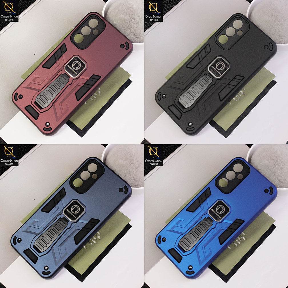 Realme 12 4G Cover - Blue - Luxury Hybrid Shockproof Magnet Adsorption Stand Case - Futurestore.pk