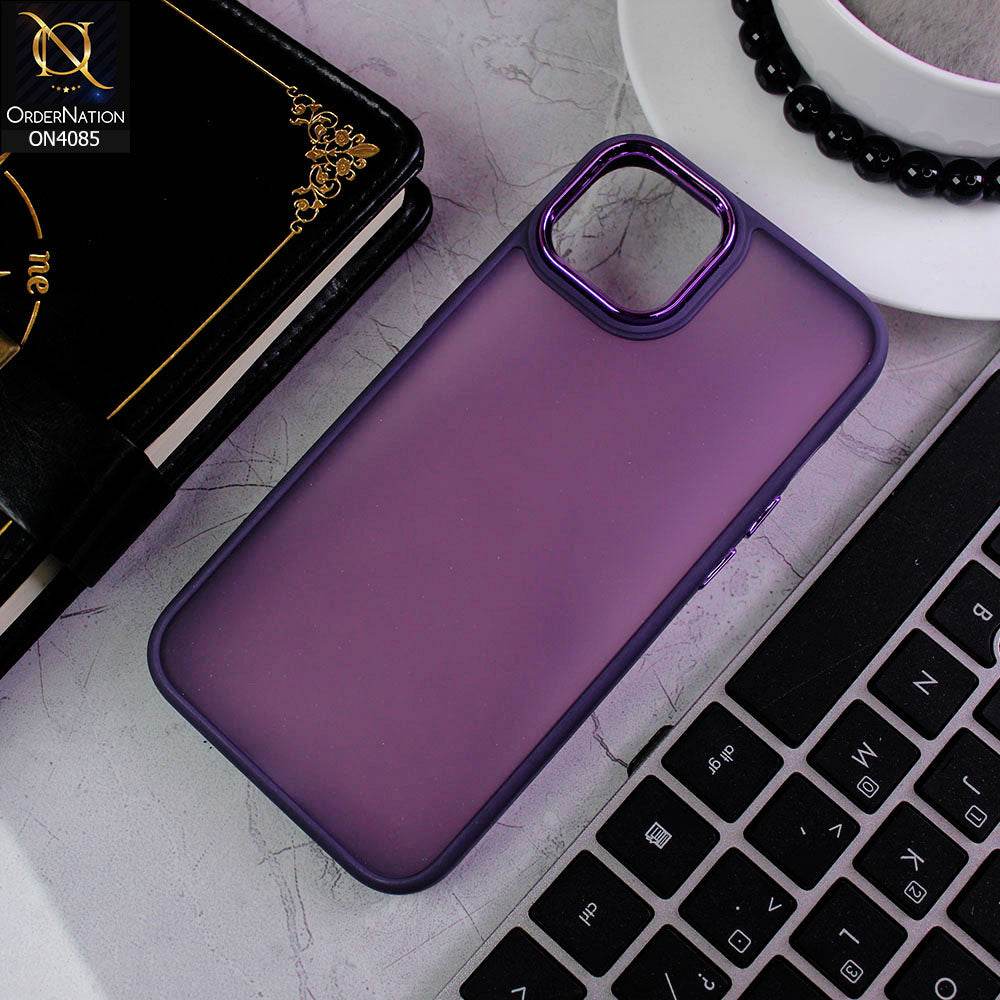 iPhone 13 Cover - Purple - Pc + Tpu Anti Scratch Space II Collection With Fancy Camera Ring Soft Case - Futurestore.pk
