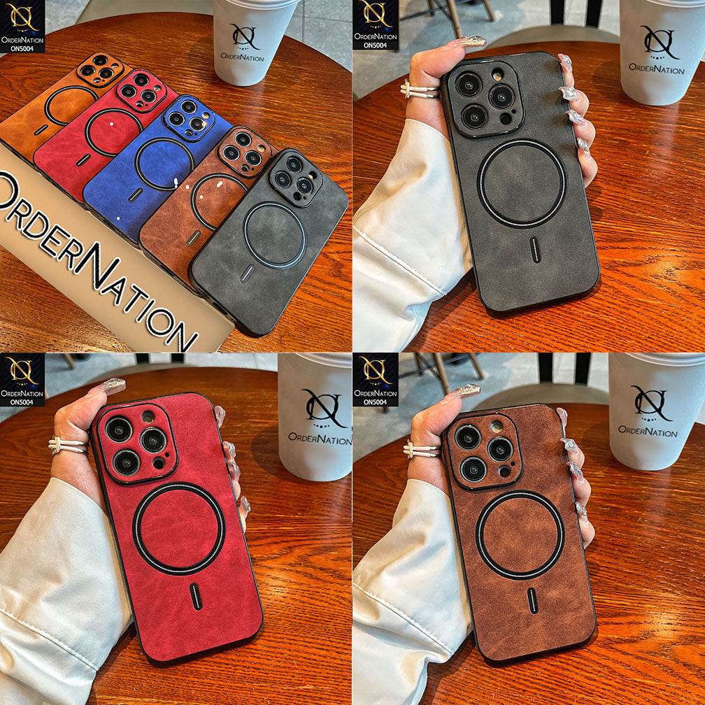 iPhone 13 Cover - Dark Brown - New Luxury Matte Leather Magnetic MagSafe Wireless Charging Soft Case - Futurestore.pk
