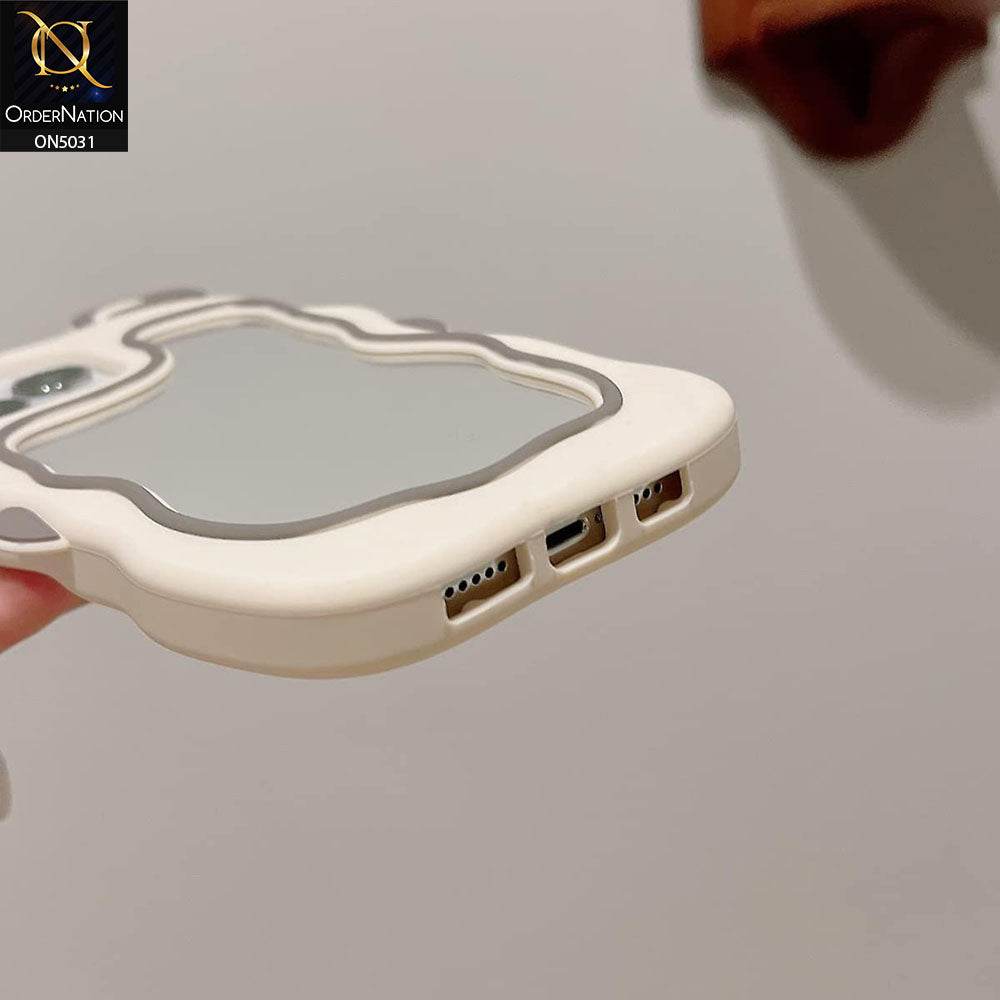 iPhone 16 Pro Max Cover - Gray - 360-Degree Protection Cute Cartoon Bunny Mirror Soft Silicone Case