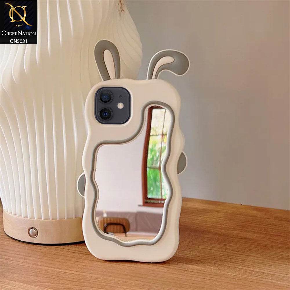 iPhone 11 Cover - Gray - 360-Degree Protection Cute Cartoon Bunny Mirror Soft Silicone Case - Futurestore.pk