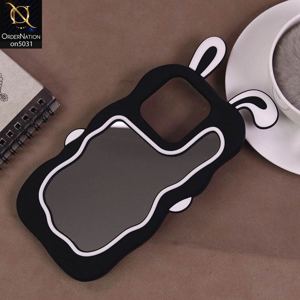 Infinix Smart 9 HD Cover - Black - 360-Degree Protection Cute Cartoon Bunny Mirror Soft Silicone Case - Futurestore.pk