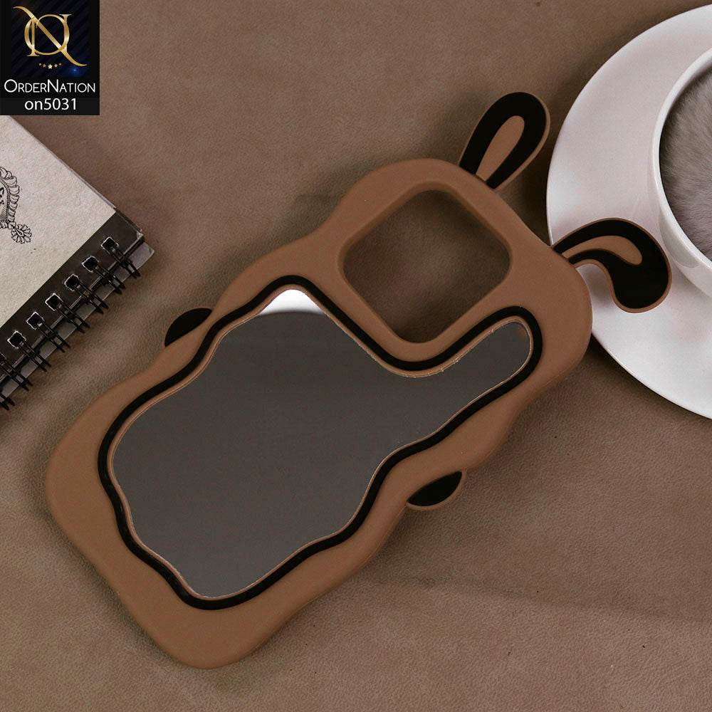 Infinix Smart 9 HD Cover - Brown - 360-Degree Protection Cute Cartoon Bunny Mirror Soft Silicone Case - Futurestore.pk