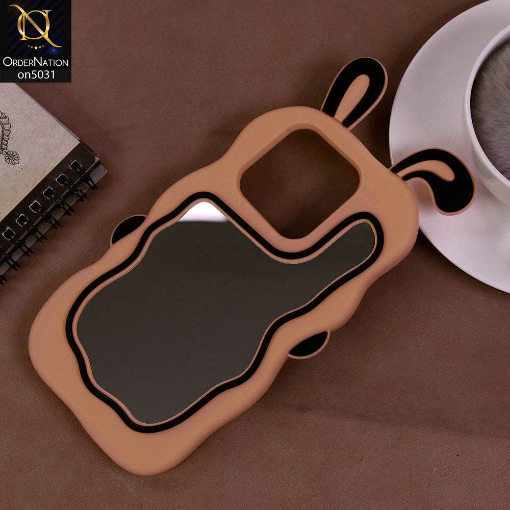 Infinix Smart 9 HD Cover - Peach - 360-Degree Protection Cute Cartoon Bunny Mirror Soft Silicone Case - Futurestore.pk