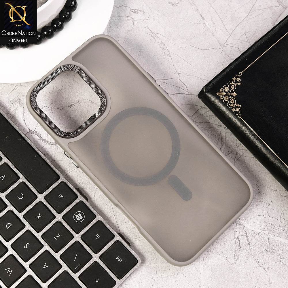 iPhone 16 Pro Max - Gray - Magnetic Collection Color Matte Semi Transparent Soft Border Magsafe Case