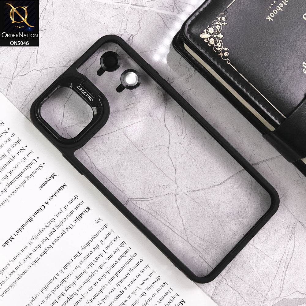 iPhone 11 Cover - Black - Trendy Case Pro Classic Camera Stand Soft Case With Camera Ring Protectors - Futurestore.pk