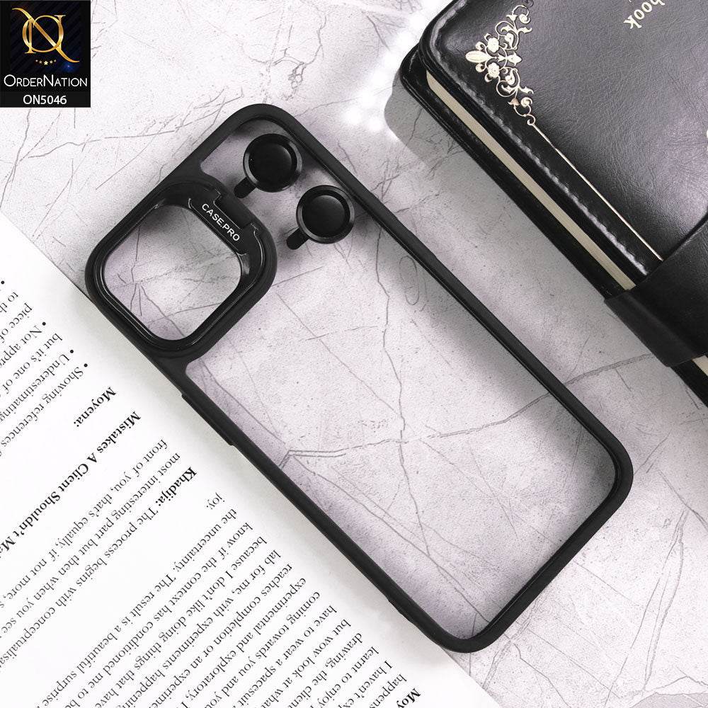 iPhone 13 Cover - Black - Trendy Case Pro Classic Camera Stand Soft Case With Camera Ring Protectors - Futurestore.pk