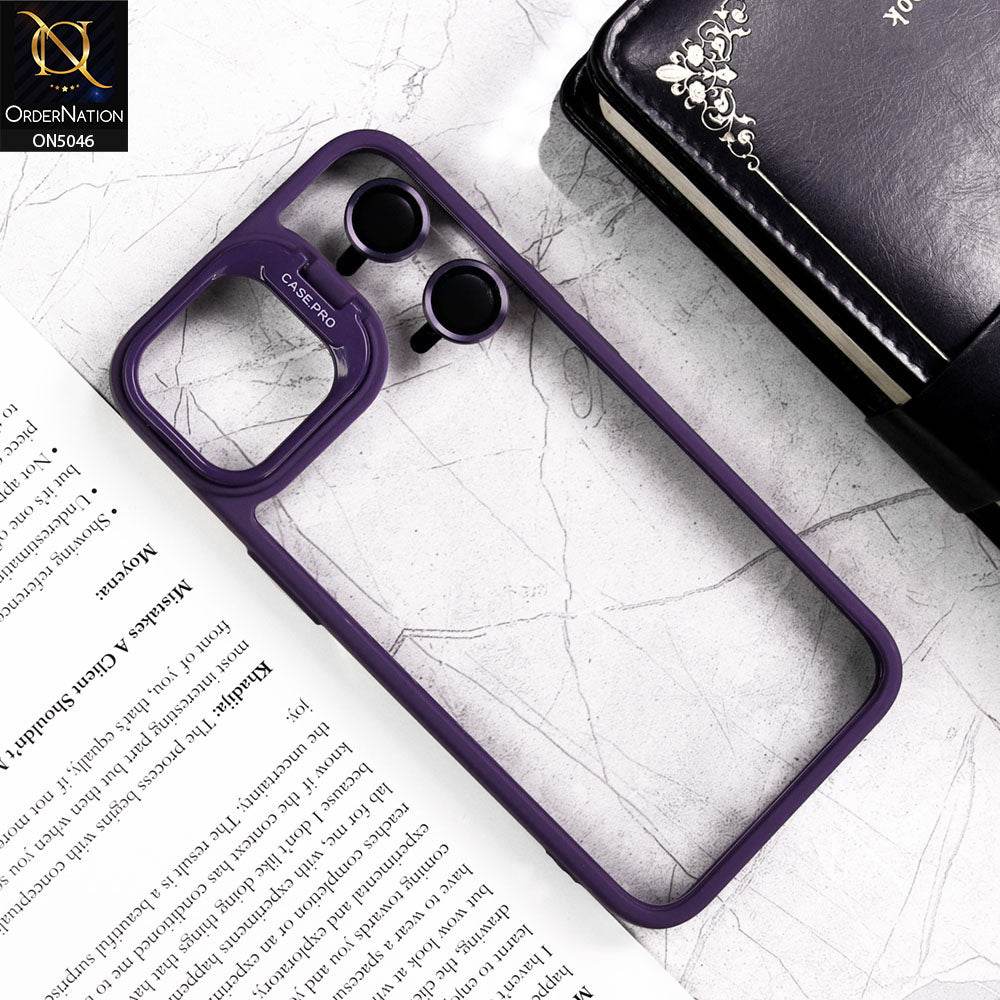 iPhone 13 Cover - Purple - Trendy Case Pro Classic Camera Stand Soft Case With Camera Ring Protectors - Futurestore.pk