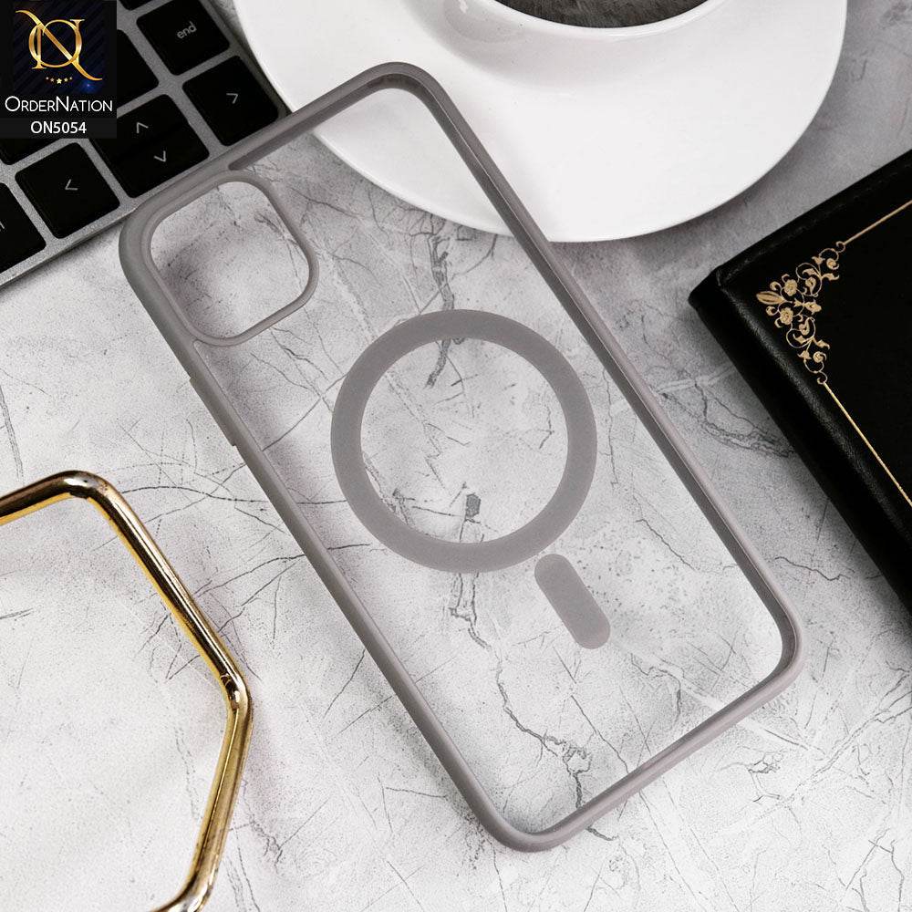 iPhone 11 Cover - Natural Titanium - New Clear Transparent Back Magnetic Magsafe Candy Color Soft Borders Case - Futurestore.pk