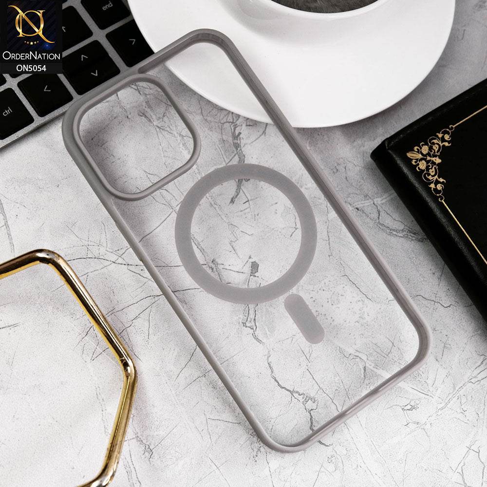 iPhone 16 Pro Max Cover - Natural Titanium - New Clear Transparent Back Magnetic Magsafe Candy Color Soft Borders Case - Futurestore.pk