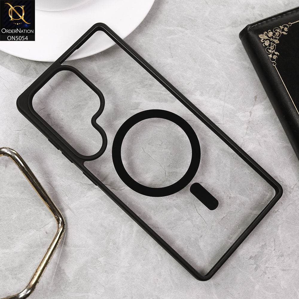 Samsung Galaxy S25 Ultra Cover - Black - New Clear Transparent Back Magnetic Magsafe Candy Color Soft Borders Case - Futurestore.pk