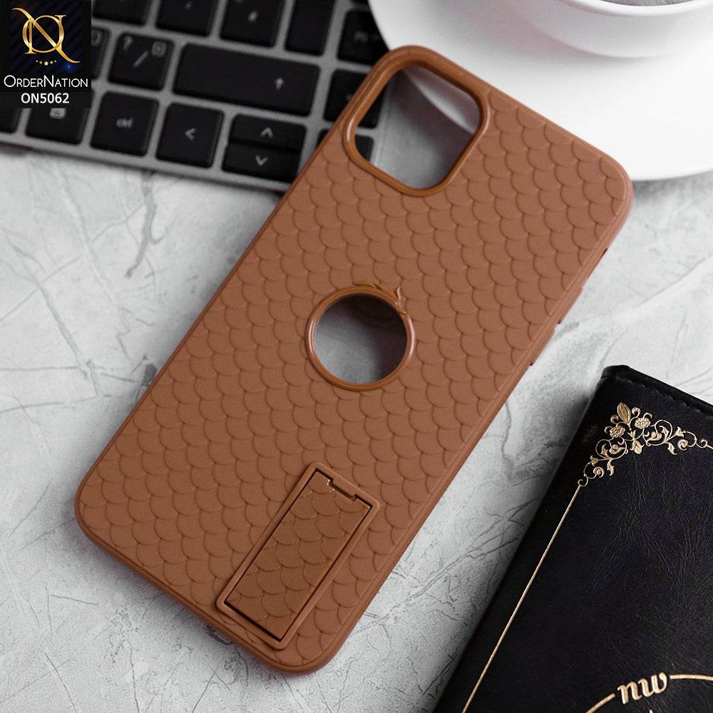 iPhone 11 Cover - Brown - J-Case Dragon Fins Series - Soft TPU Protective Case With Kickstand Holder - Futurestore.pk