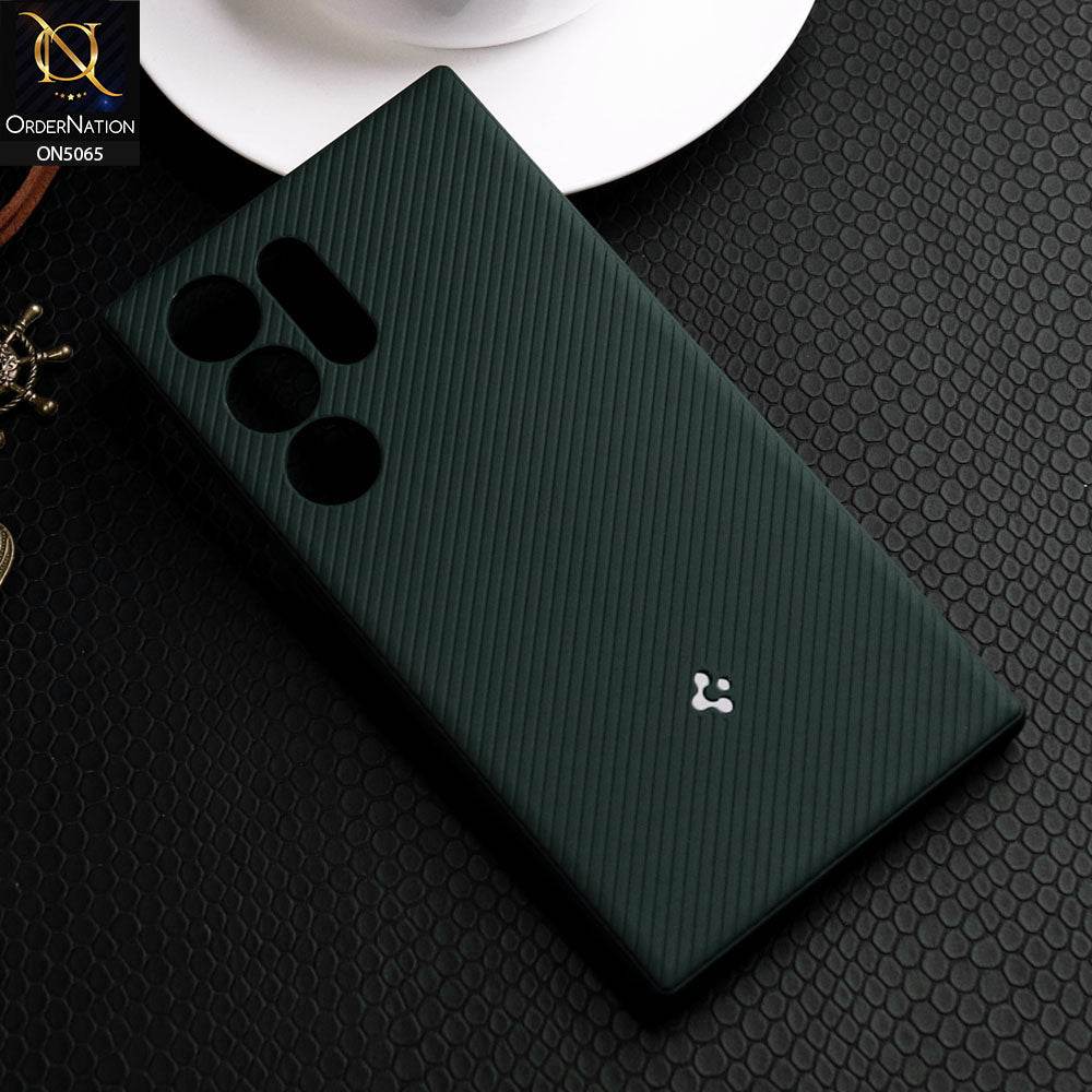 Samsung Galaxy S24 Ultra Cover - Dark Green - Spigen Mag Armor Series - Texture Soft TPU Case