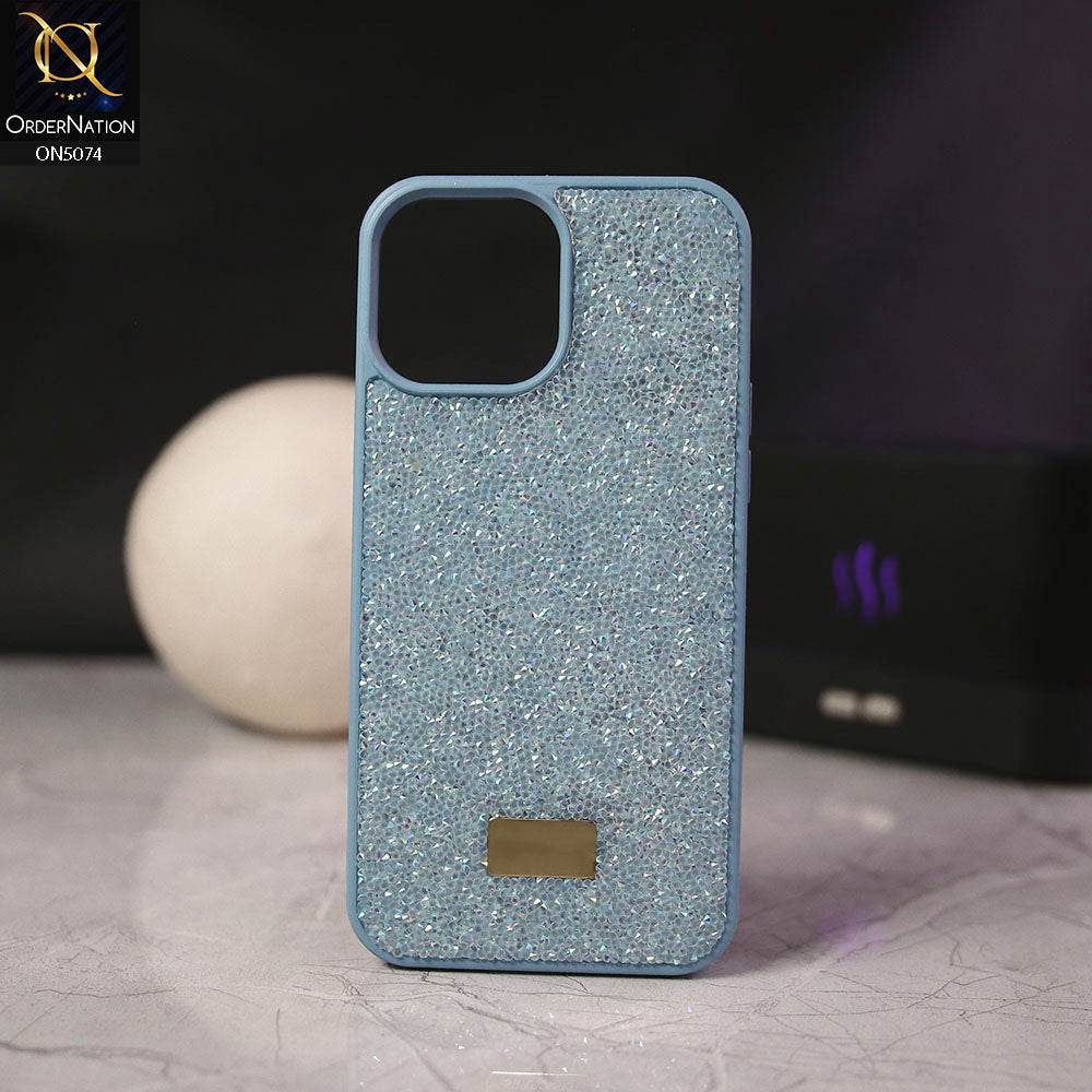 iPhone 16 Pro Max Cover - Sierra Blue - Luxury Bling Rhinestones Diamond shiny Glitter Soft TPU Case - Futurestore.pk