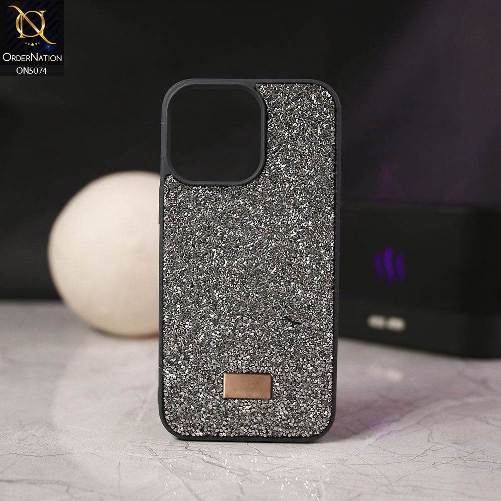 iPhone 16 Pro Max Cover - Dark Gray - Luxury Bling Rhinestones Diamond shiny Glitter Soft TPU Case - Futurestore.pk