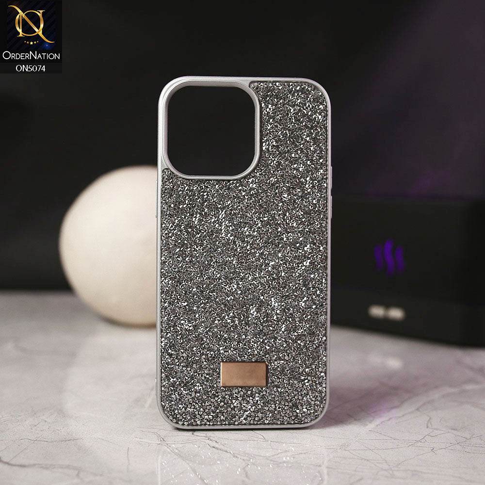 iPhone 16 Pro Max Cover - Silver - Luxury Bling Rhinestones Diamond shiny Glitter Soft TPU Case - Futurestore.pk