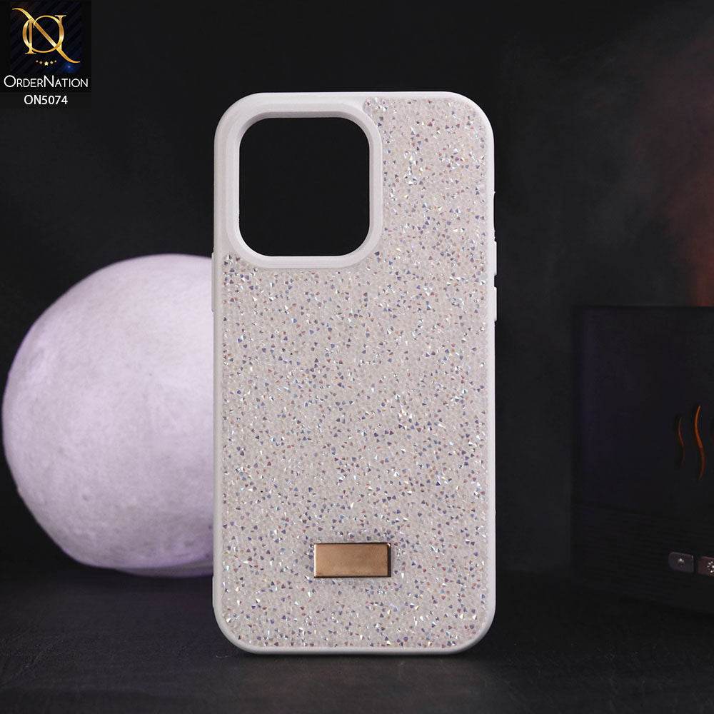 iPhone 16 Pro Max Cover - White - Luxury Bling Rhinestones Diamond shiny Glitter Soft TPU Case - Futurestore.pk