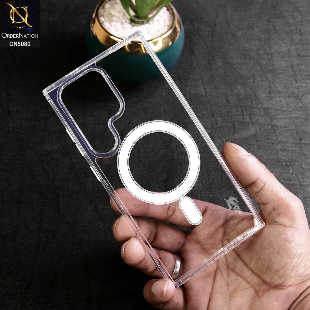 Samsung Galaxy S24 Ultra - Transparent - Crystal Series Clear Transparent Magsafe Soft Border Protective Case - Futurestore.pk