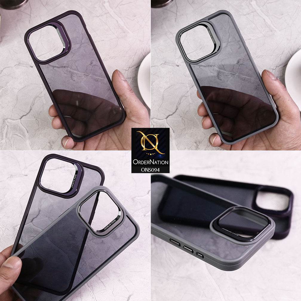 Samsung Galaxy S24 Ultra Cover - Gray - Doyers Trendy Colour Transparent Back Soft Borders Metalic Camera Lens Protector Case - Futurestore.pk