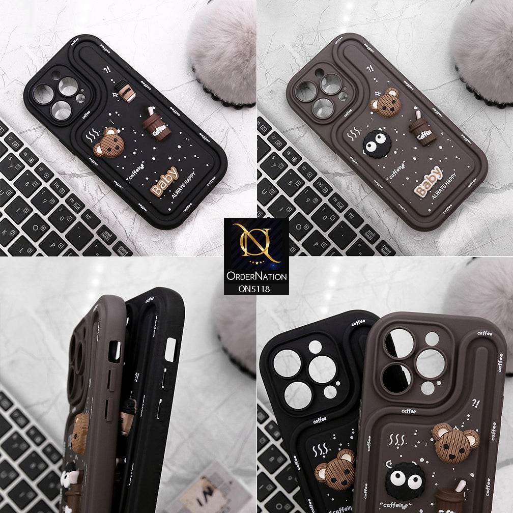 iPhone 13 Cover - Black - Cute 3D Cartoon Coffee Soft Silicon Case With Camera Protection - Futurestore.pk