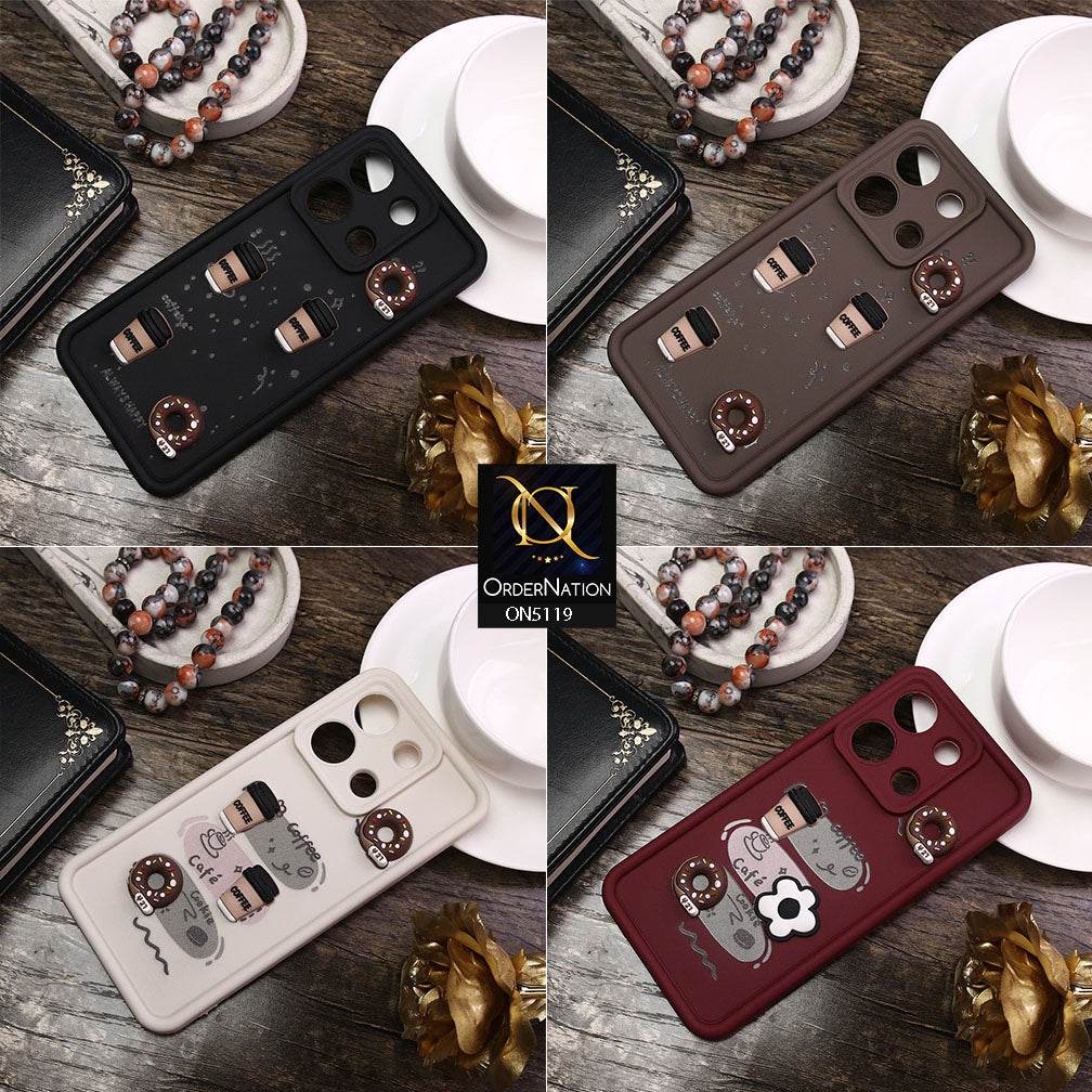 Vivo V30 Cover - White - Design 1 - Cute 3D Donut Coffee Soft Silicon Case with Camera Protection - Futurestore.pk