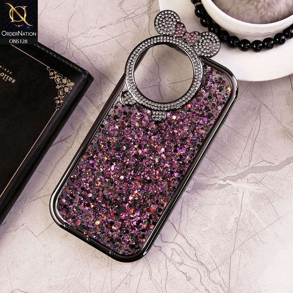 iPhone 16 Pro Max Cover - Purple - New Shiny Rhinestones Round Camera Ring Bling Glitter Soft Silicon Case (Glitter Does Not Move) - Futurestore.pk