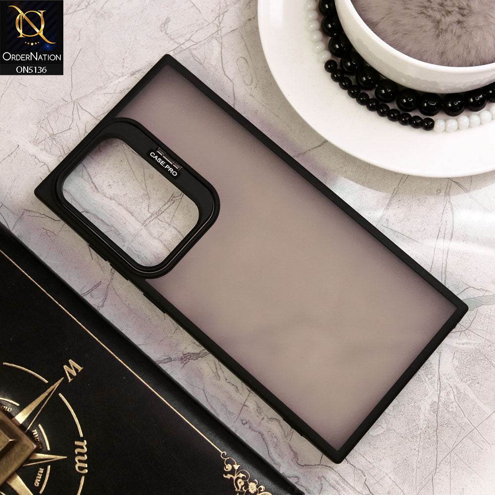 Samsung Galaxy S24 Ultra Cover - Black - Luxury Case Pro Camera Bracket Stand Translucent Soct Border Protective Case