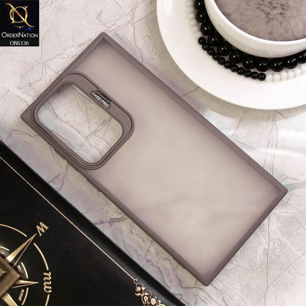 Samsung Galaxy S24 Ultra Cover - Gray - Luxury Case Pro Camera Bracket Stand Translucent Soct Border Protective Case