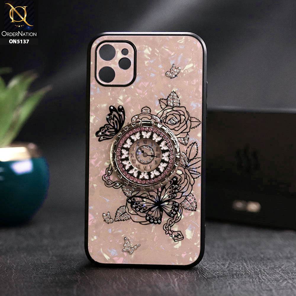 iPhone 11 Cover - Golden - TYBOMB Luxury Shiny Glass Butterfly Bling Diamond Metal Holder Soft Border Case - Futurestore.pk