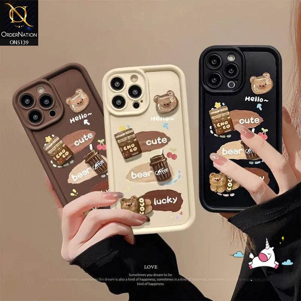 iPhone 13 - Brown - Trendy 3D Cute Cartoon And Coffee Chocolate Soft Silicon Shockproof Case With Camera Protection - Futurestore.pk