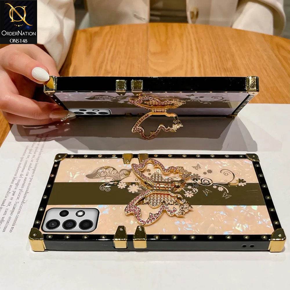 iPhone 13 Cover - Aqua - Luxury Shiny Rhinestone Butterfly Electroplated Square Trunk Soft Case - Futurestore.pk