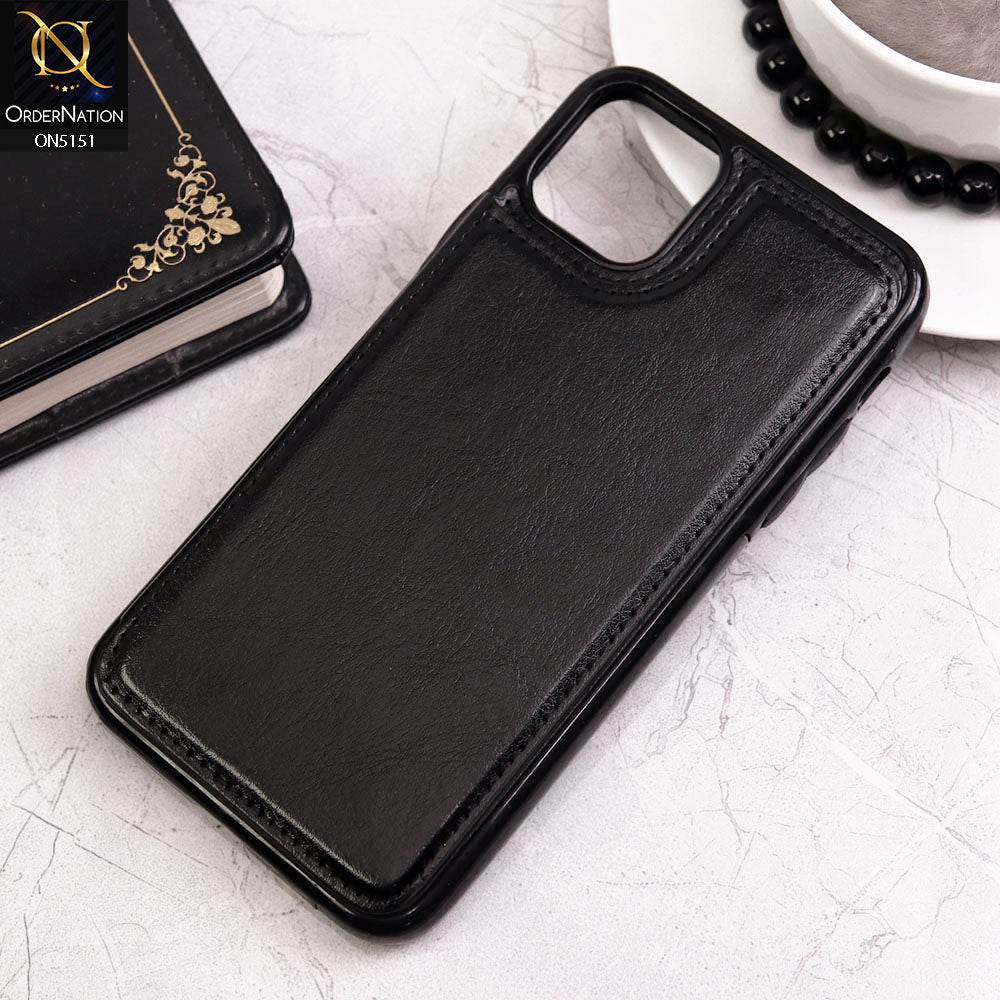 iPhone 11 Cover - Black - Luxury PU Leather Card Holder Wallet Soft Case - Futurestore.pk