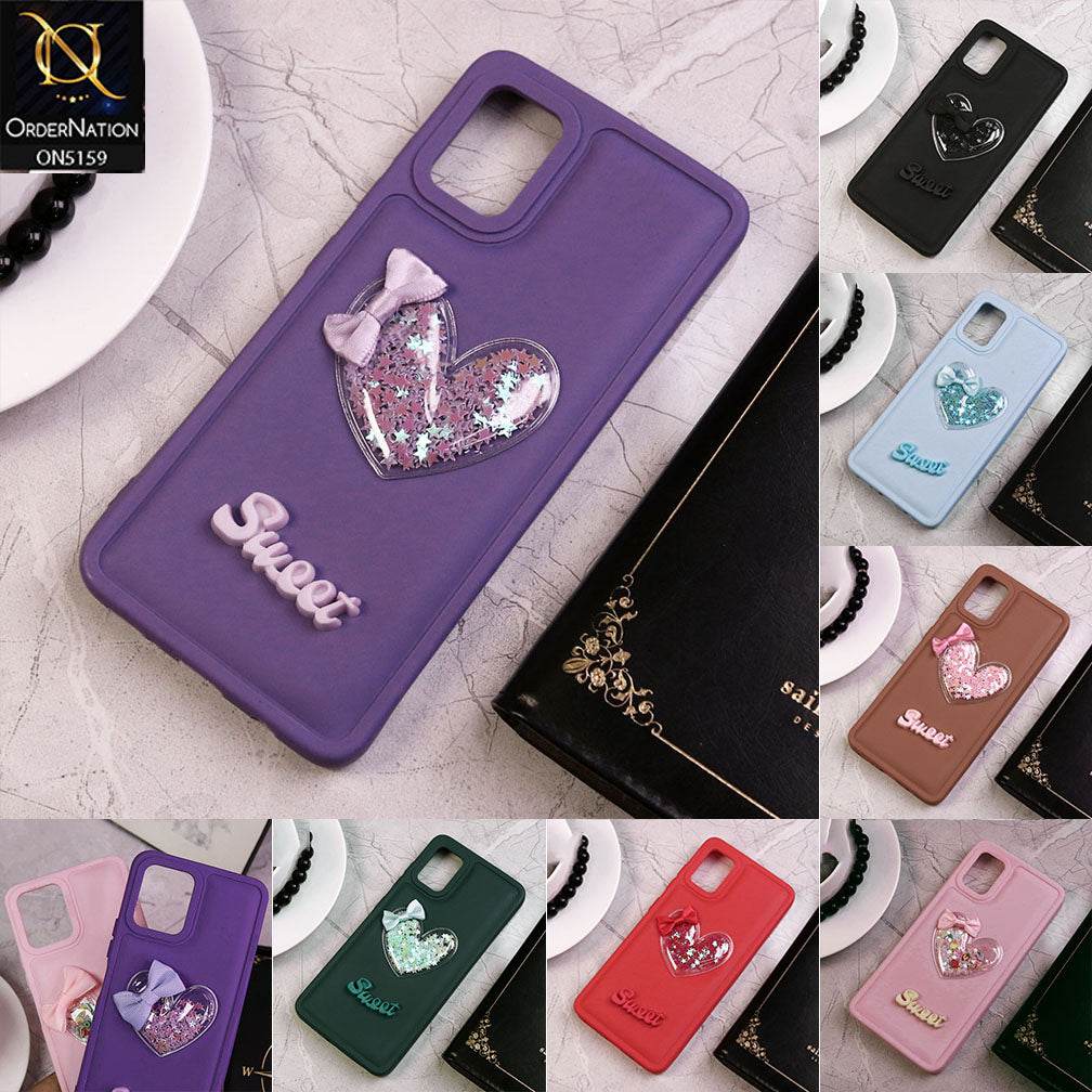 Vivo V30 Cover - Black - New Trendy 3D Love Heart (Moving Shiny Stars Glitter) & Bow Candy Color Soft Silicon Case - Futurestore.pk