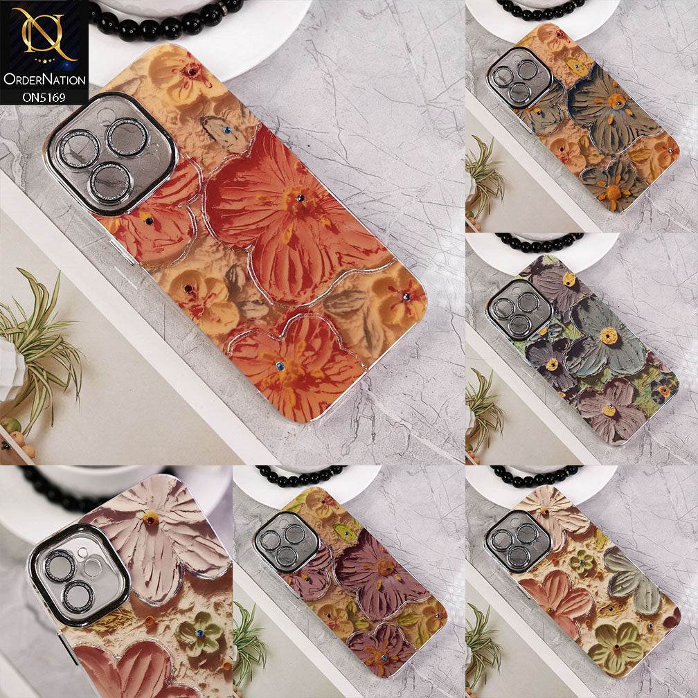iPhone 11 Cover - Design1 - New Shiny Holographic Floral Design With Stylish Camera Lens Protection Soft Border Case - Futurestore.pk