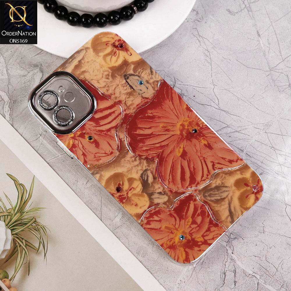 iPhone 11 Cover - Design1 - New Shiny Holographic Floral Design With Stylish Camera Lens Protection Soft Border Case - Futurestore.pk