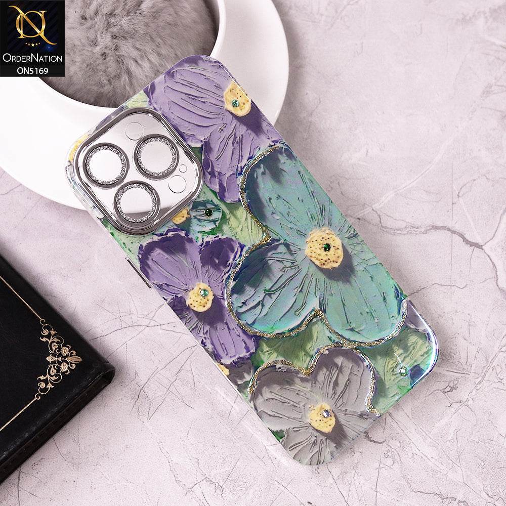 IPhone 16 Pro Max Cover - Design3 - New Shiny Holographic Floral Design With Stylish Camera Lens Protection Soft Border Case - Futurestore.pk